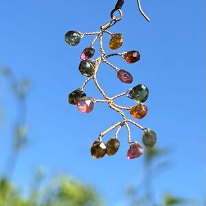 Gemstone branch earrings